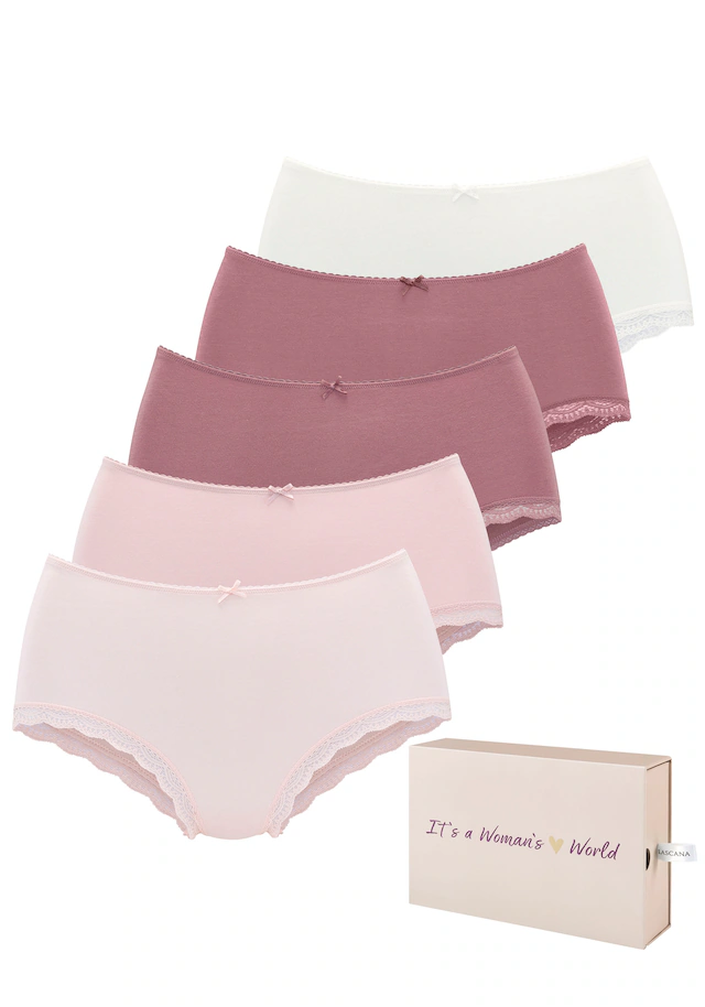 LASCANA Taillenslip , aus elastischer Baumwolle mit zarter Spitze, mit Aufbewahrungsbox