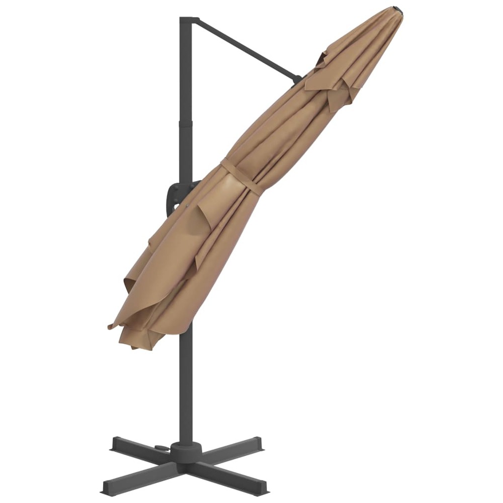 Parasol meuble de jardin déporté avec mât en aluminium 400 x 300 cm taupe