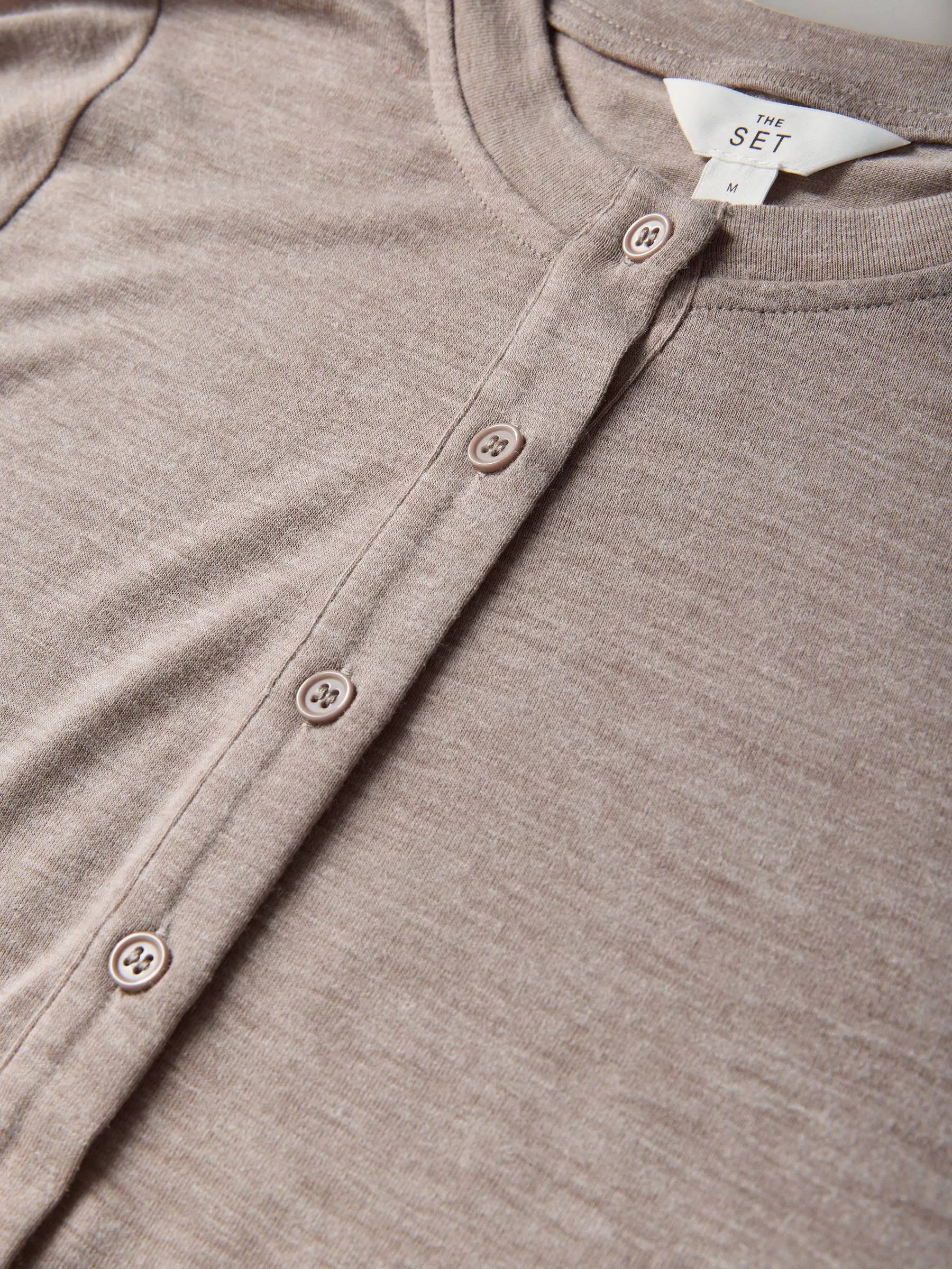 The Set 3 Pack Sheer Henley Long Sleeve Top