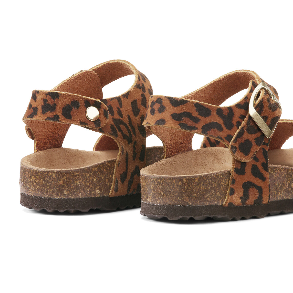 COLEÇÃO LA REDOUTE<br>Sandálias de couro com estampa de leopardo