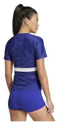 Maillot manches courtes adidas Performance Adizero Team France Bleu Femme