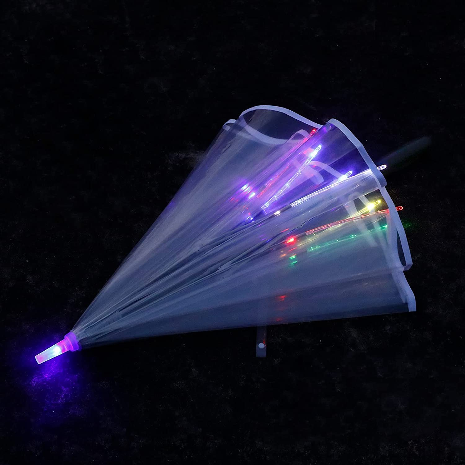 (Ø105cm) LED Regenschirm Fashion Schirm mit 3 Beleuchtungs Modi (Batteriebetrieben) - Transparent