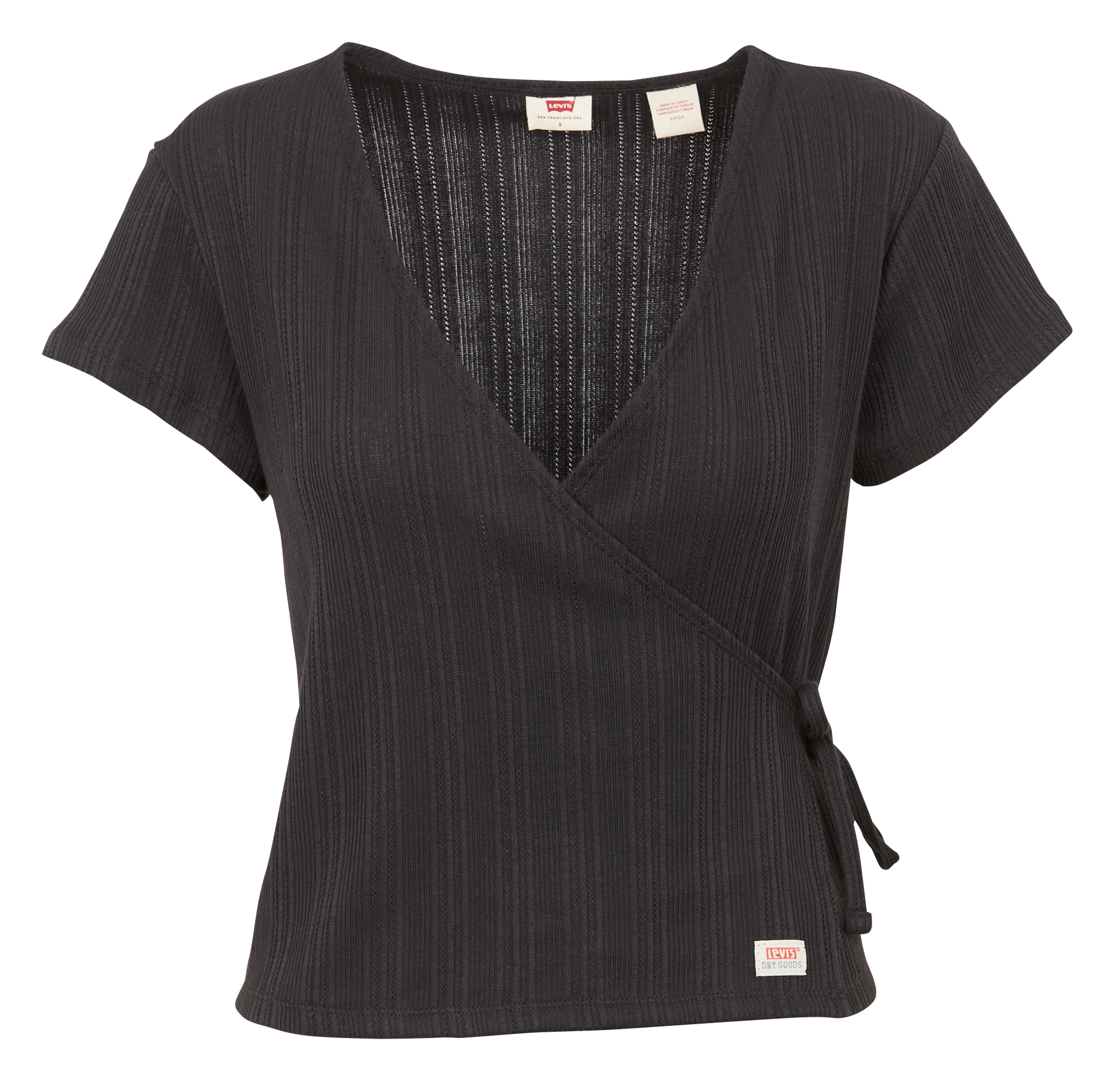 DRY GOODS POINTELLE WRAP - Top col V en coton mélangé| Noir