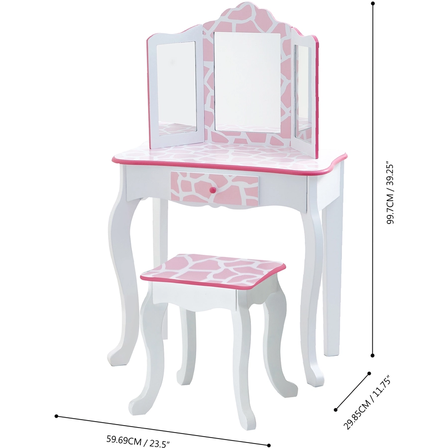 Teamson Kids Schminktisch mit Hocker, Giraffe