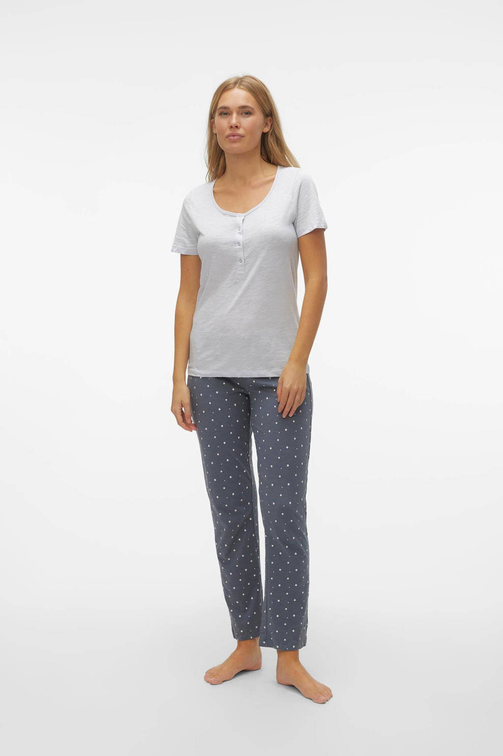 MAMALICIOUS zwangerschapspyjama MLMIRA wit/blauw
