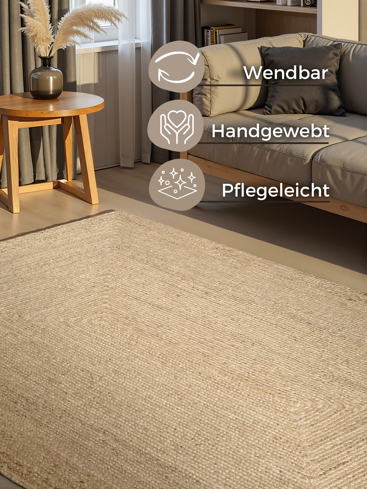HANSE Home Teppich »Sharmila Juteteppich« rechteckig 9 mm Höhe 100% Jutefaser, Natur, Wohnzimmer, Esszimmer, Flur, Boho, Skandi