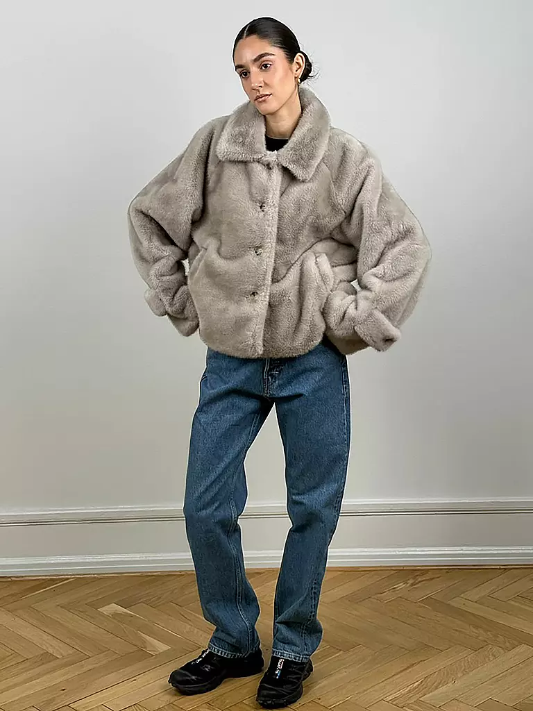 MEOTINE Jacke in Felloptik hellbraun