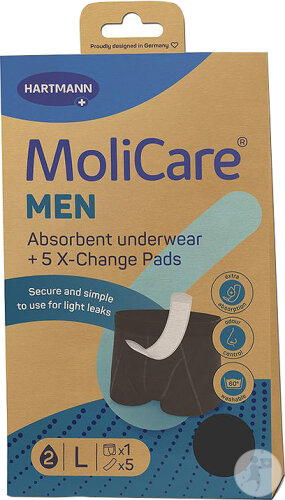 Hartmann MoliCare Men Sous-Vêtement Absorbant Taille L 1 Pièce + X-Change Pads 5 Pièces