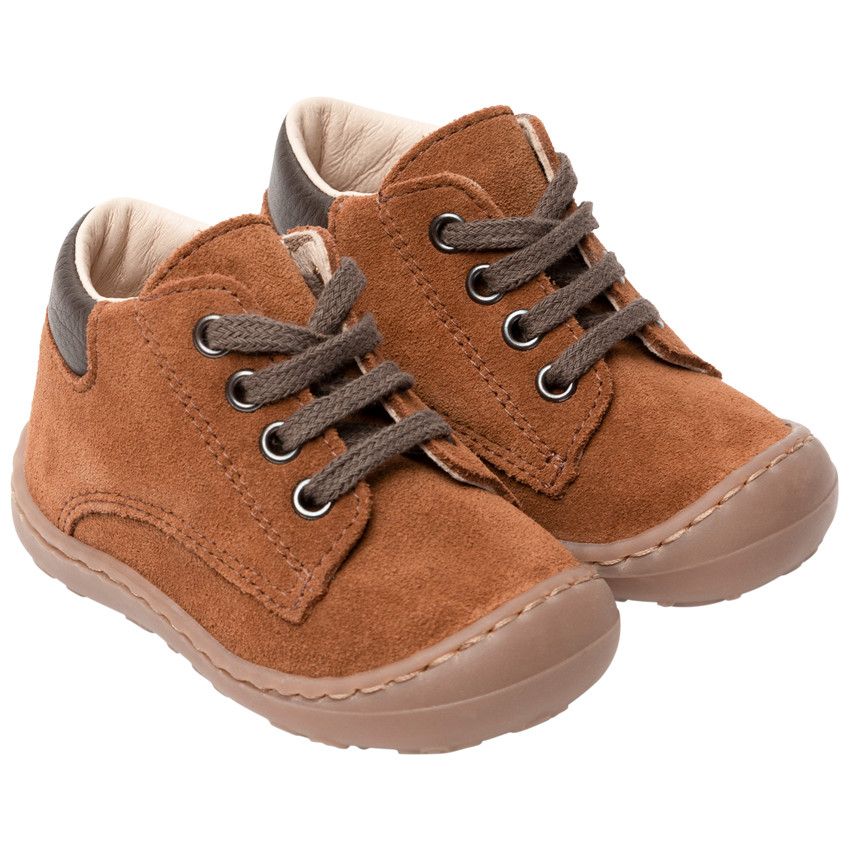 Bottillons camel en cuir pour bébé garçon - Marron