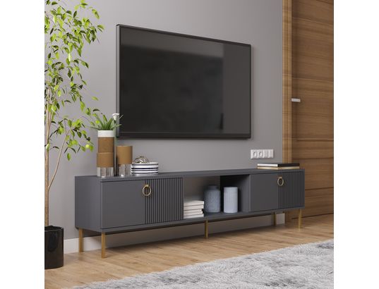 CONCEPT1 - Meuble TV Paye anthracite 180 x 30 x h45 cm
