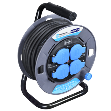 GAMMA Kabelhaspel RN IP44 4-voudig RA 25 Meter Rubber snoer