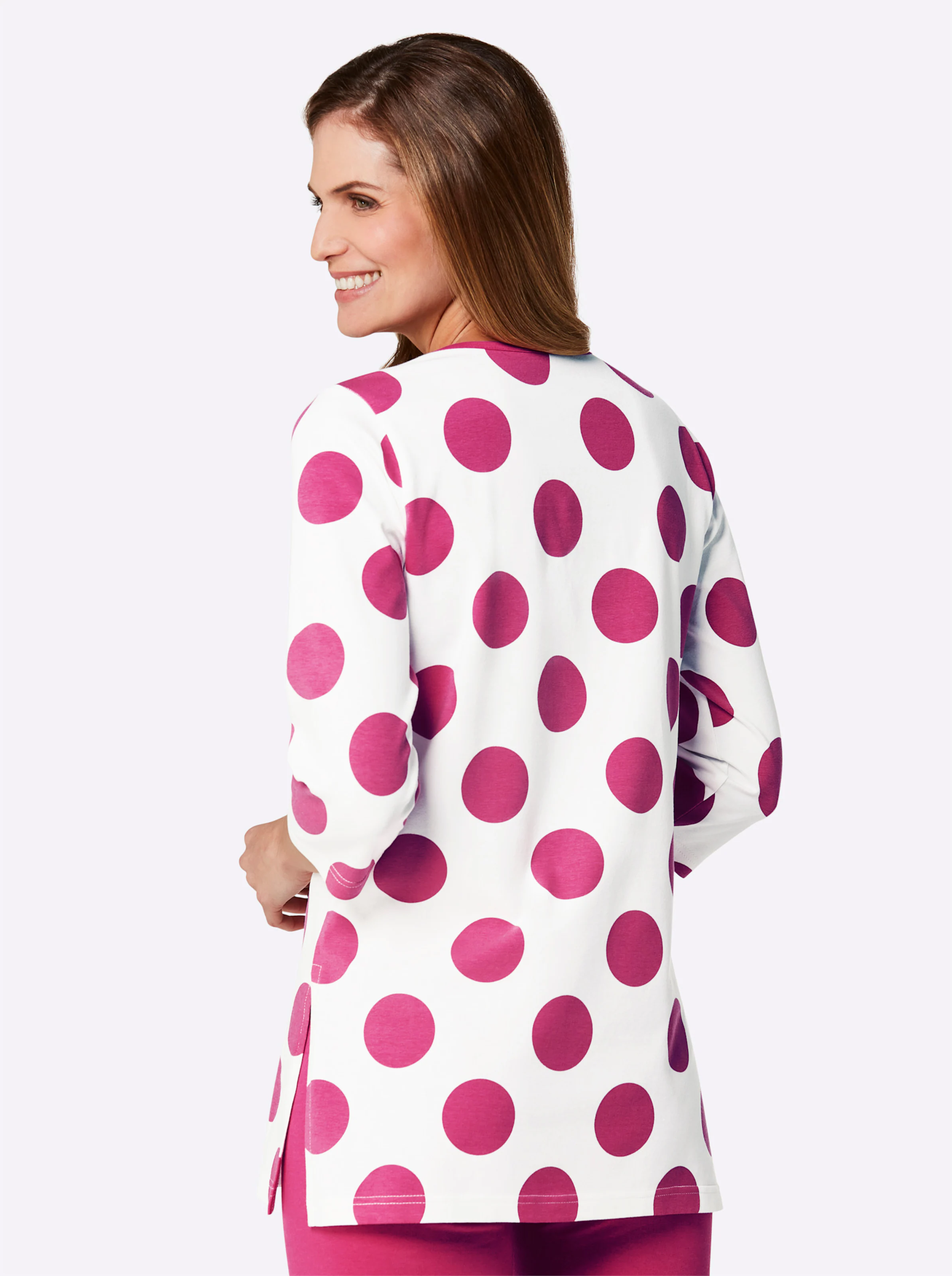 feel good Longshirt in ecru-fuchsia