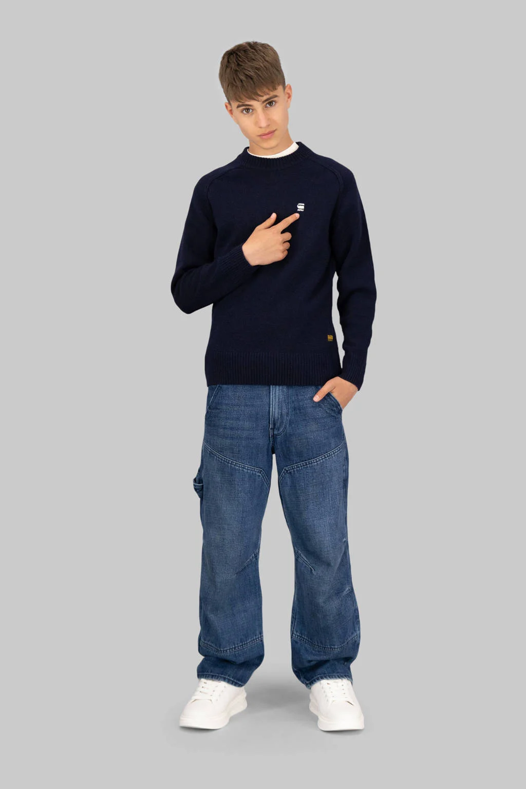 G-STAR wollen gebreide trui blauw