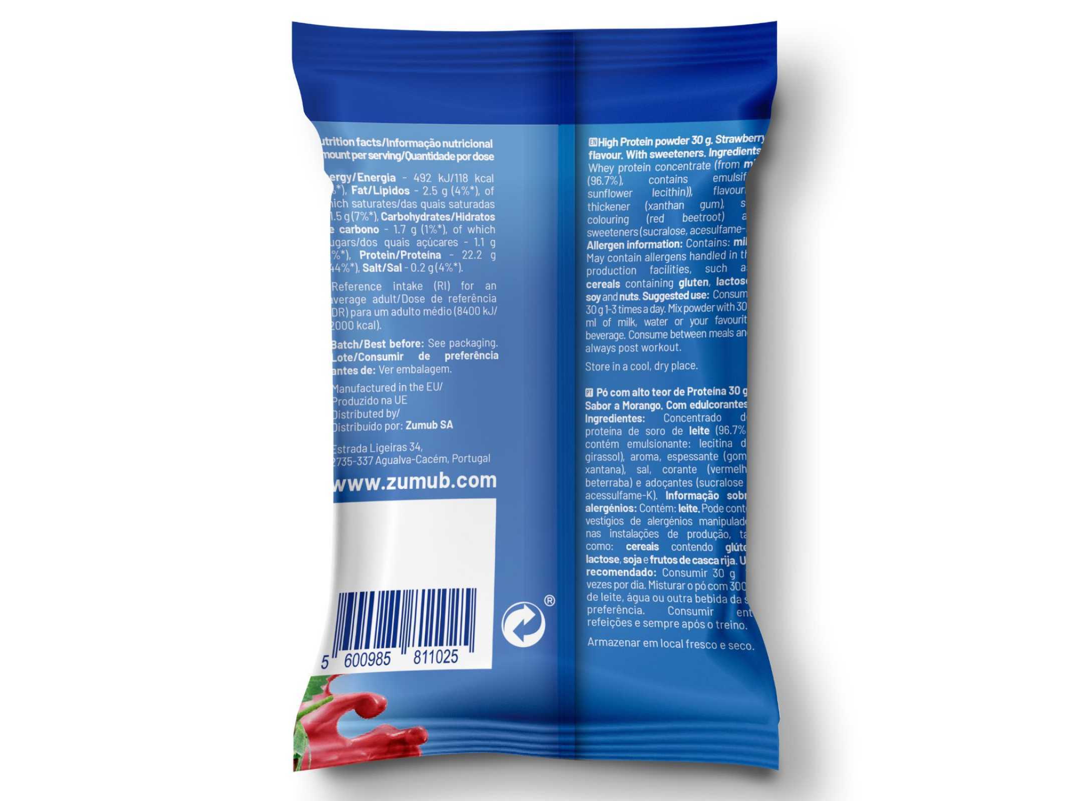 PROTEINA WHEY ZUMUB 100% ISOLADA MORANGO 30G