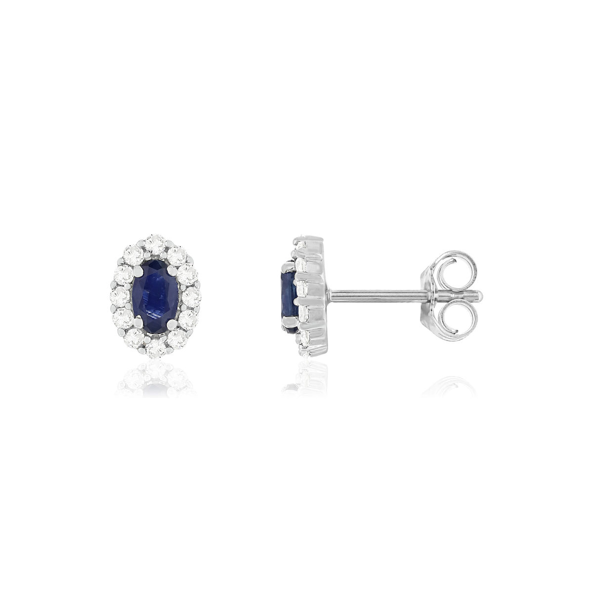 Boucles d'oreilles or blanc 750 saphirs diamants