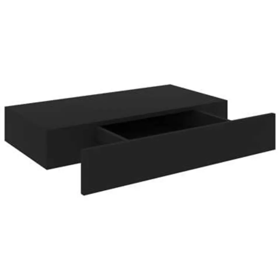 vidaXL - Wandschap - Zwart - MDF - 48 x 25 x 8 cm
