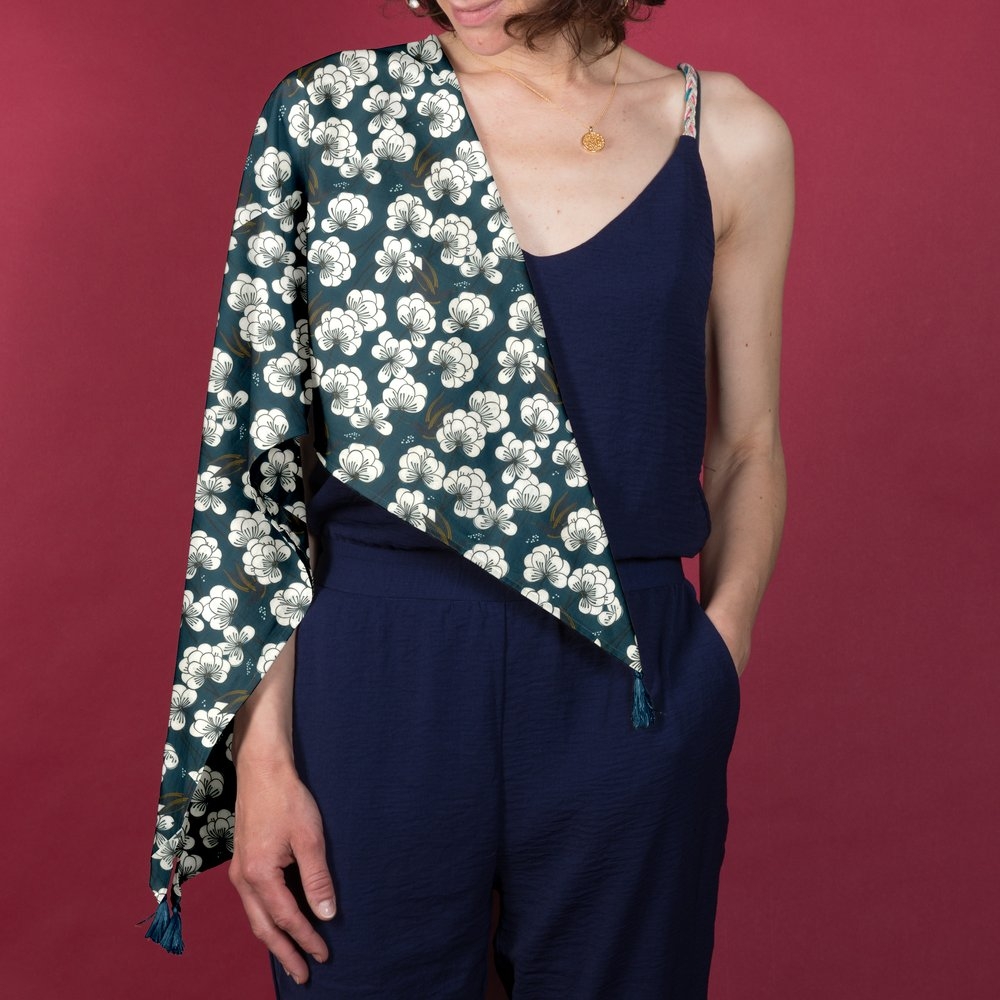 Foulard Pompon Paradis Bleu