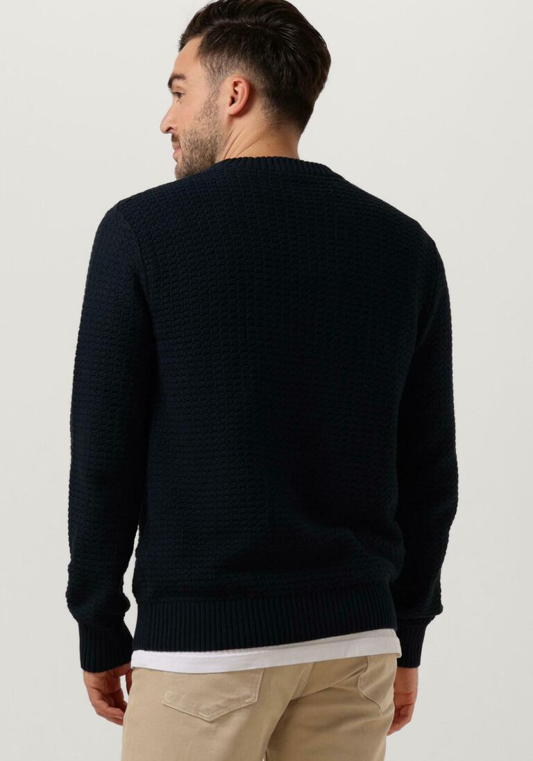 SELECTED HOMME donkerblauwe selected homme trui slhthim ls knit structure crew