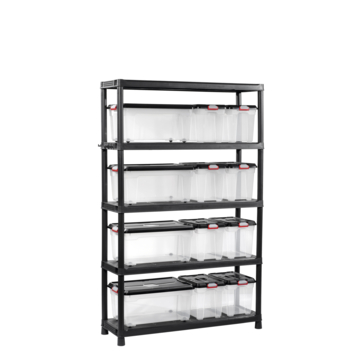 Keter Plus kunststof stellingkast 120/5 - 5 Planken - 120x40x187cm - Zwart