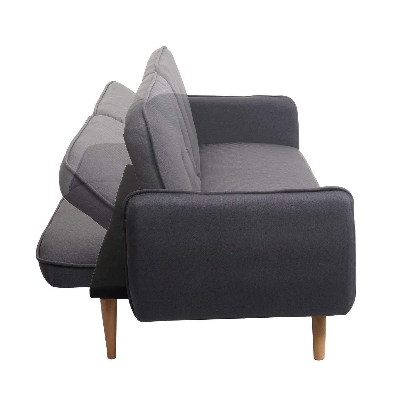 Schlafsofa MCW-J18, Couch Klappsofa Gästebett Bettsofa, Schlaffunktion Stoff/Textil 185cm ~ anthrazit-grau