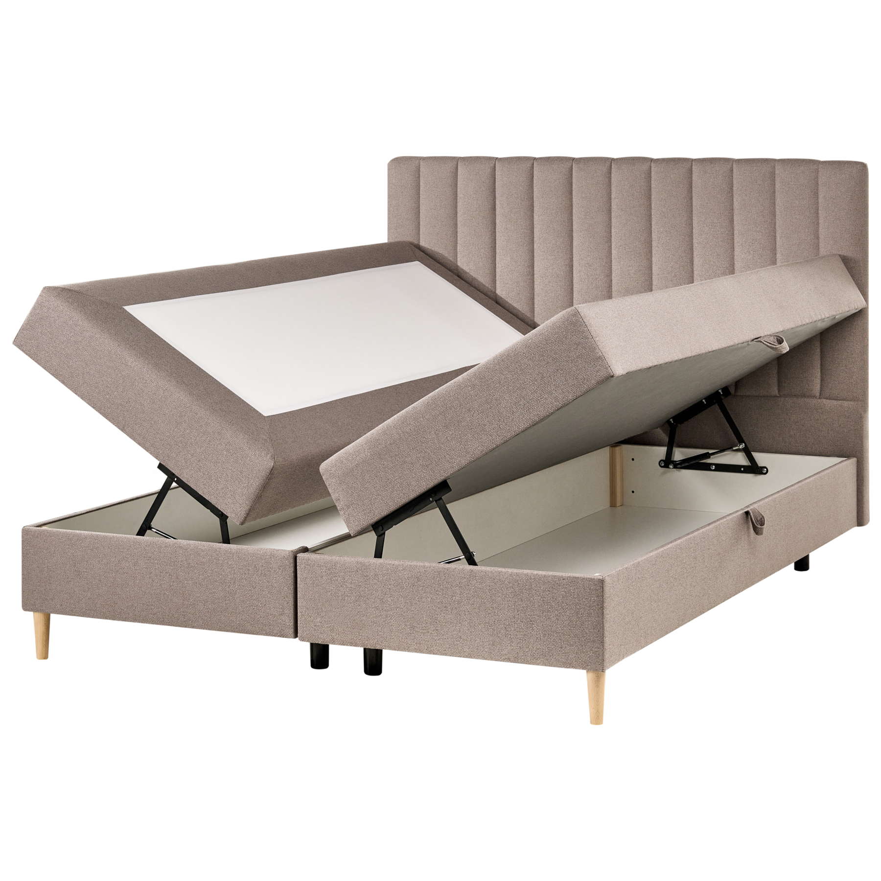 Beliani - OFFICER - Boxspringbed - Taupe - 160 x 200 cm - Polyester