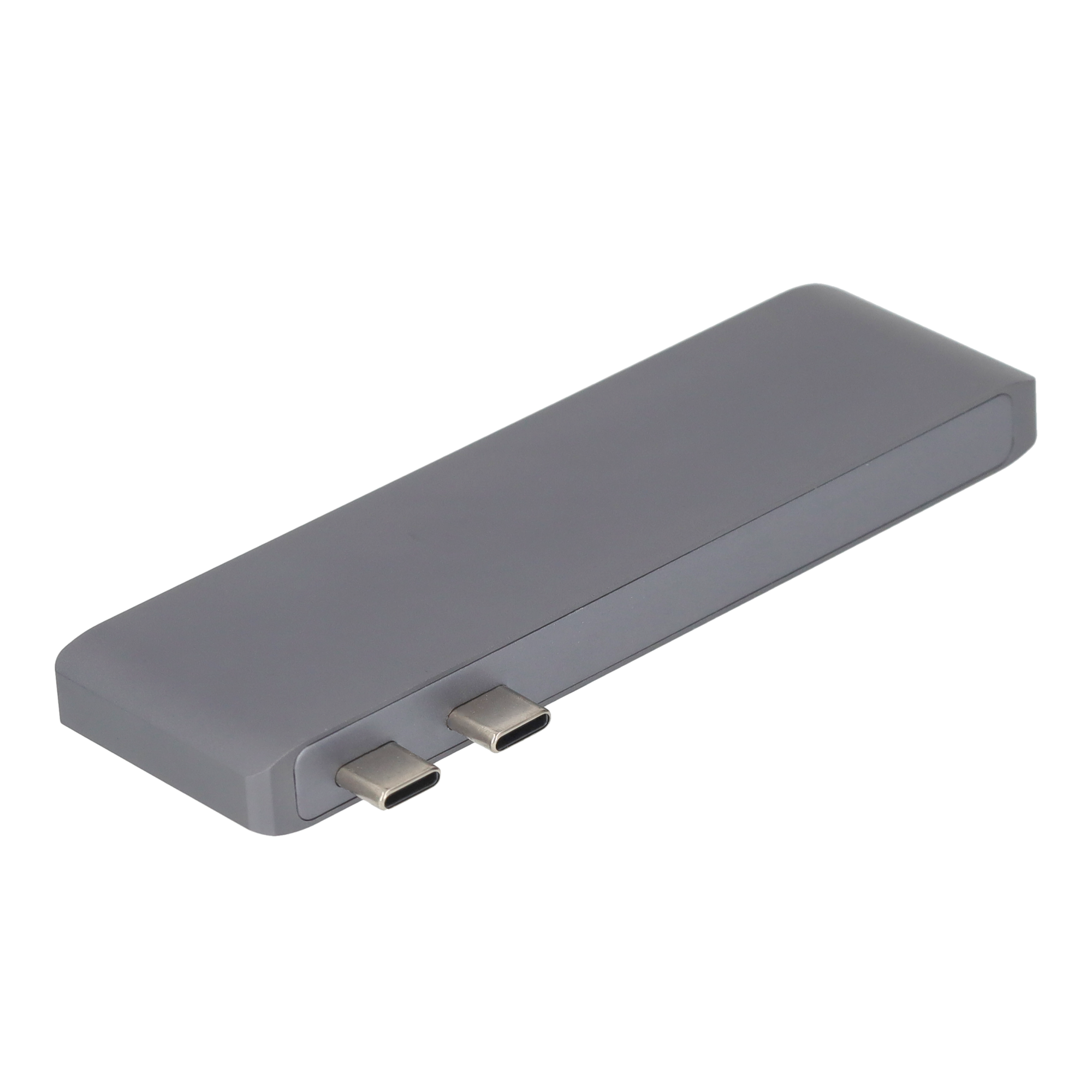USB C Multiport Hub mit 2x USB C / 2x USB 3.0 Anschluss / Micro SD und SD Kartenlesegerät Apple MacBook Pro / Air - Dunkelgrau (Space Grau)