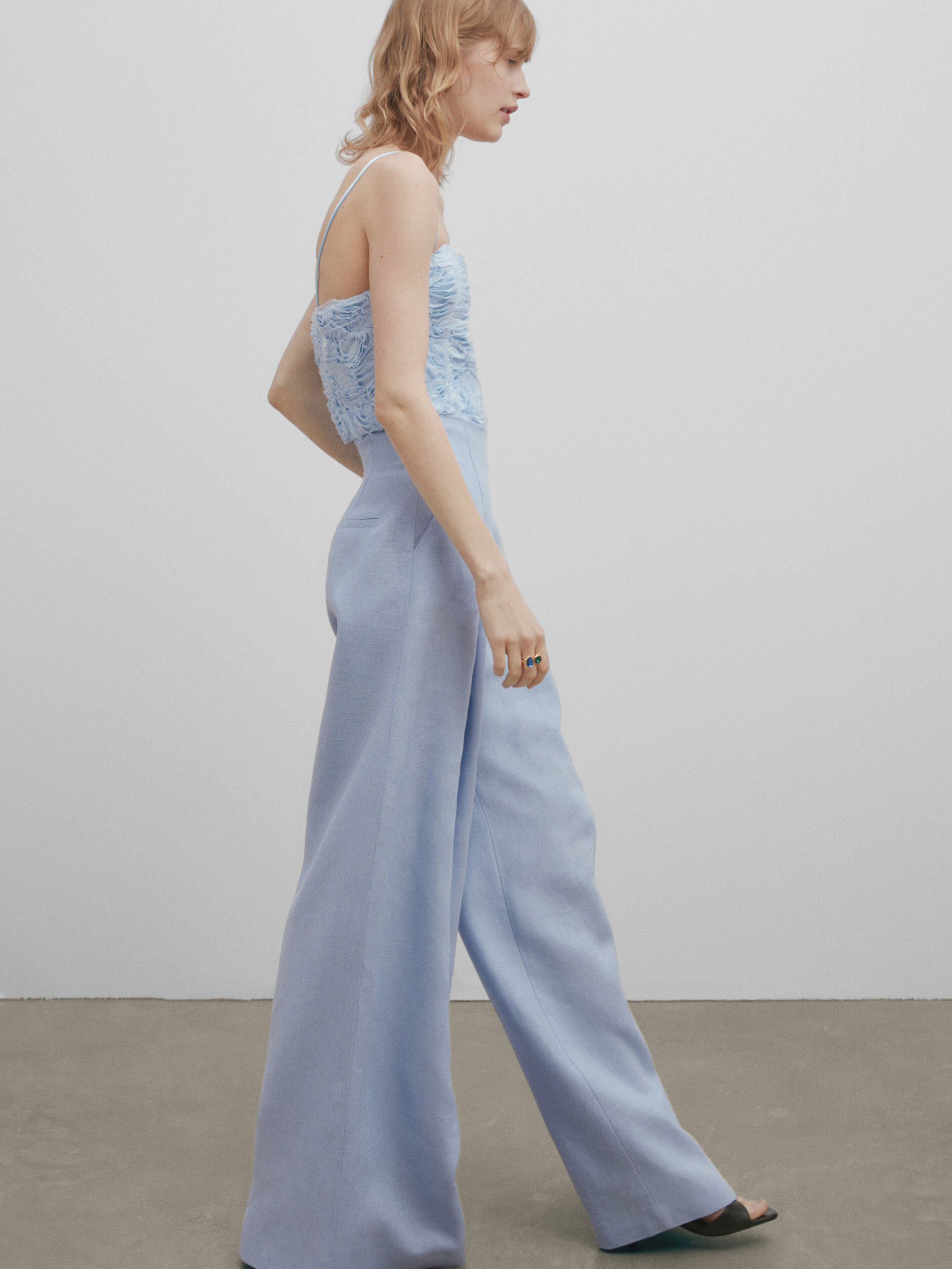 Top cropped com amarração Bucle - Studio - Azul Claro