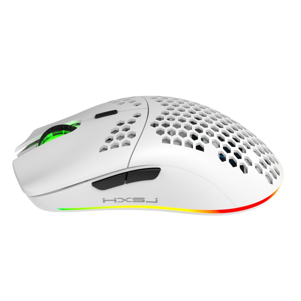 Optische Wireless Gaming Maus mit 3600 DPI   USB Dongle mit RGB LED Beleuchtung - Weiss