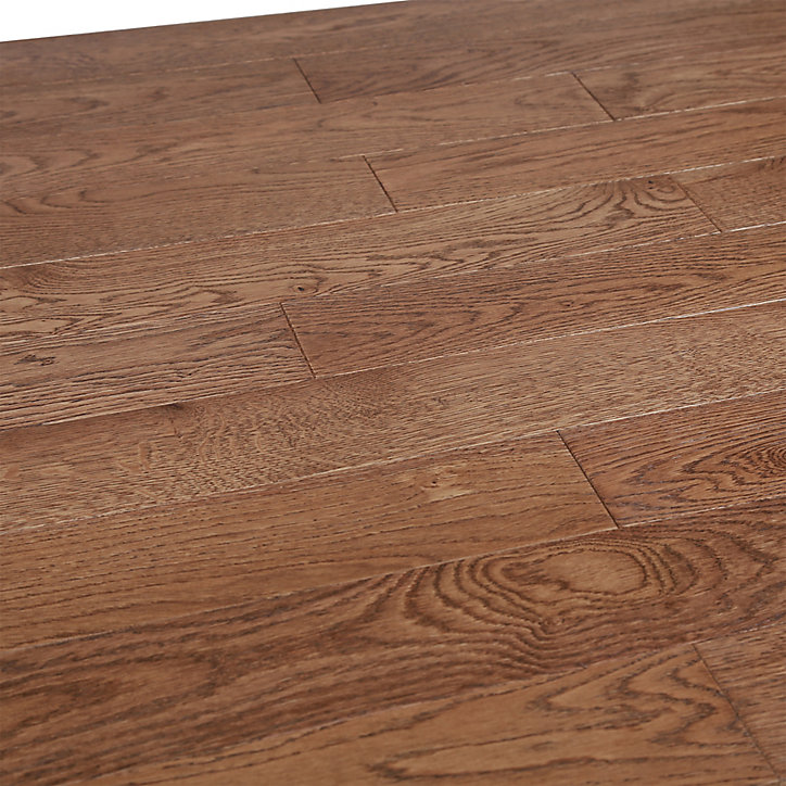 Parquet massif à coller Skara S en chêne verni brun