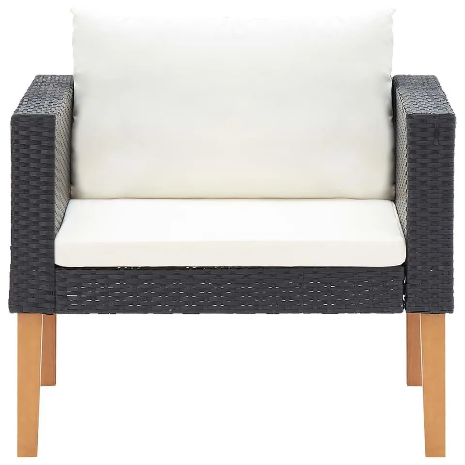 vidaXL - Tuinloungeset - Zwart - Poly rattan - 5 stuks - Met kussens