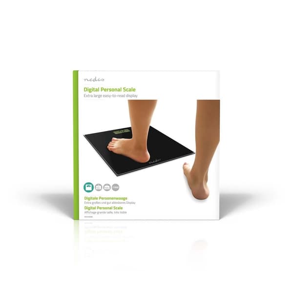 Personvekt | Digital | Sort | Herdet Glass | Maksimal vekttrykk: 150 kg