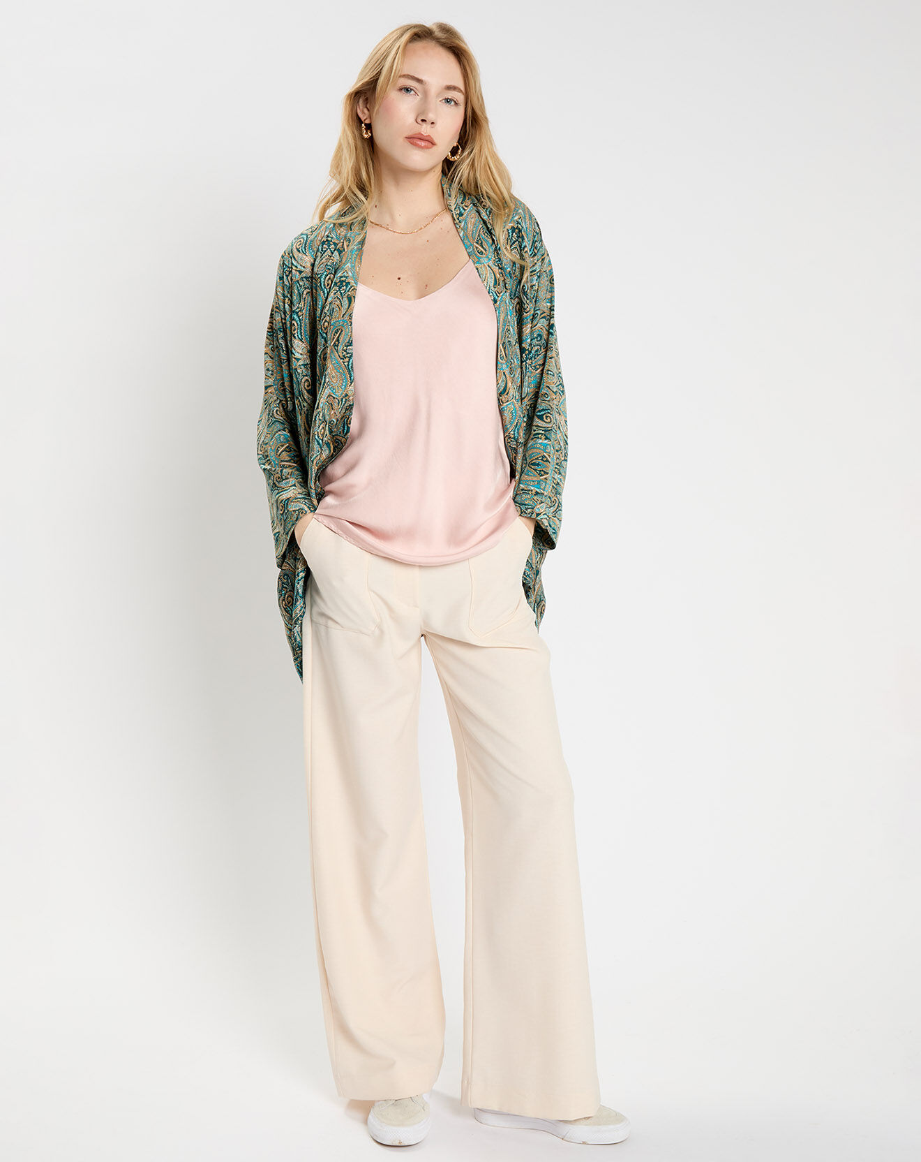 Lauren Vidal Kimono en Soie mélangée Sasha lazuli