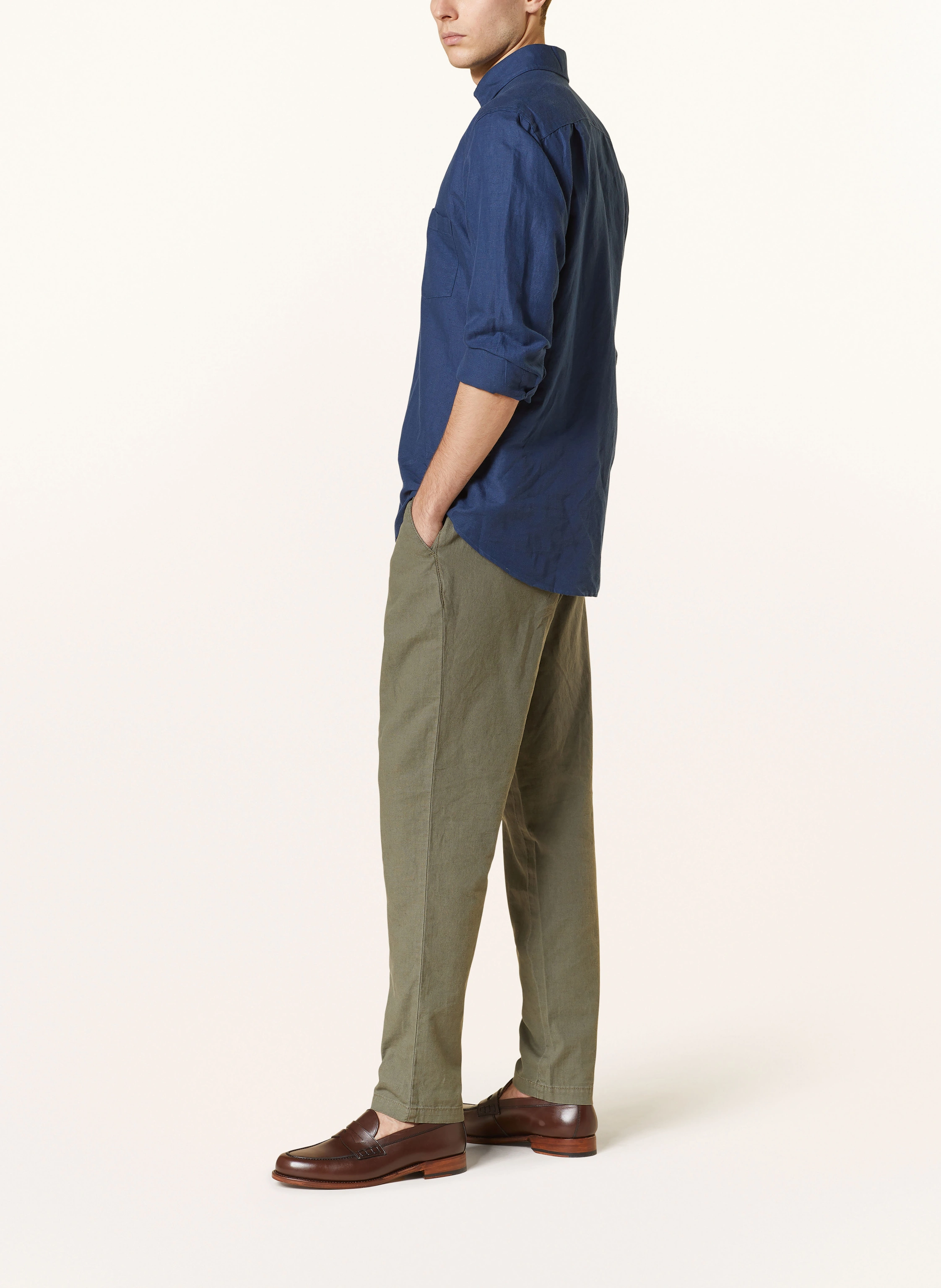 STROKESMAN'S Hose Comfort Fit mit Leinen