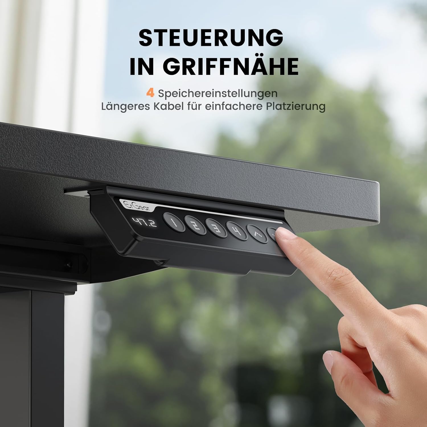 ErGear Höhenverstellbarer Schreibtisch Gestell mit 2 Starken Motoren, Höhenverstellbar Schreibtisch Elektrische Belastbar bis 120 KG, Tischgestell mit 4 Memory-Steuerung (Schwarz)