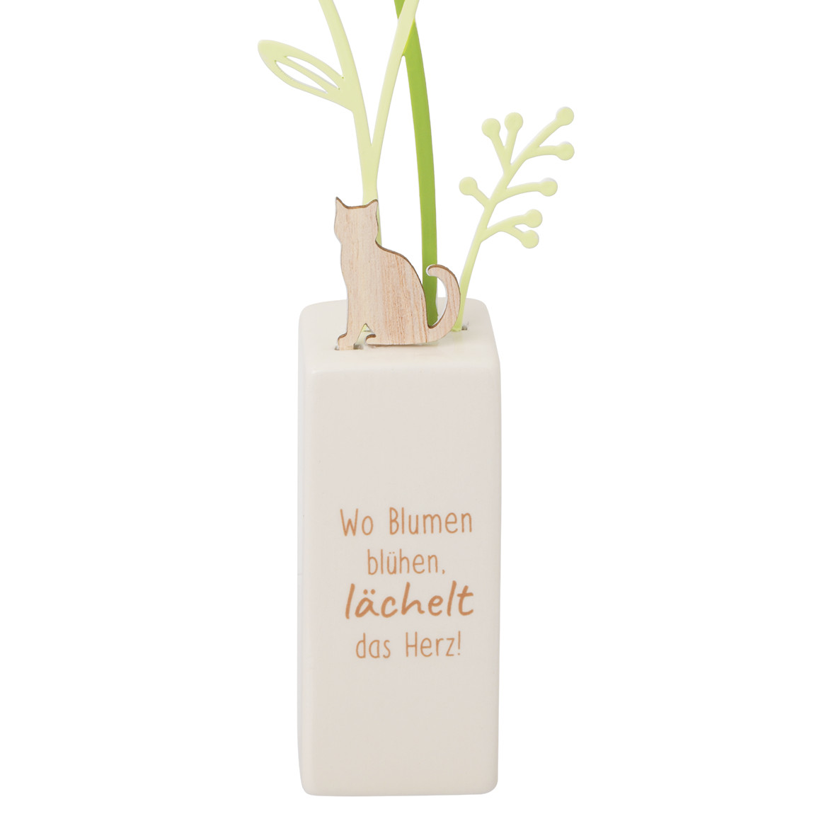 Deko-Aufsteller mit Blumen grün / weiss