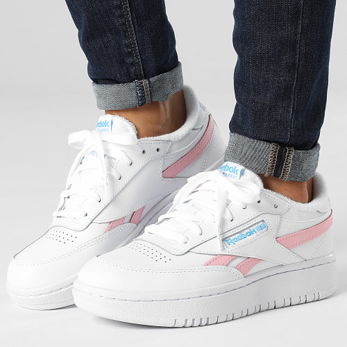 Baskets Femme Club C Double Revenge GV7030 Footwear White Pink Glow Radical Aqua