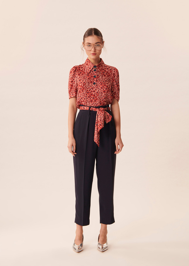 Pantalon Pagableu nuit en crêpe
