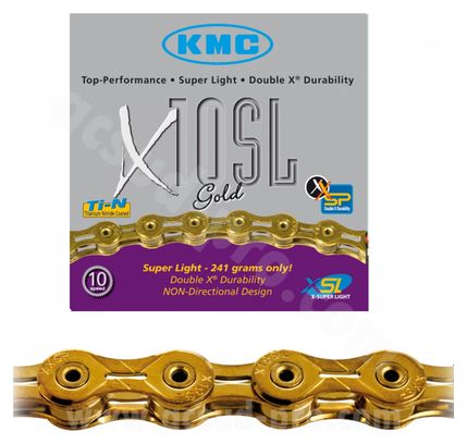 CHAINE VELO KMC 10 VITESSES X10SL OR 112M 241g