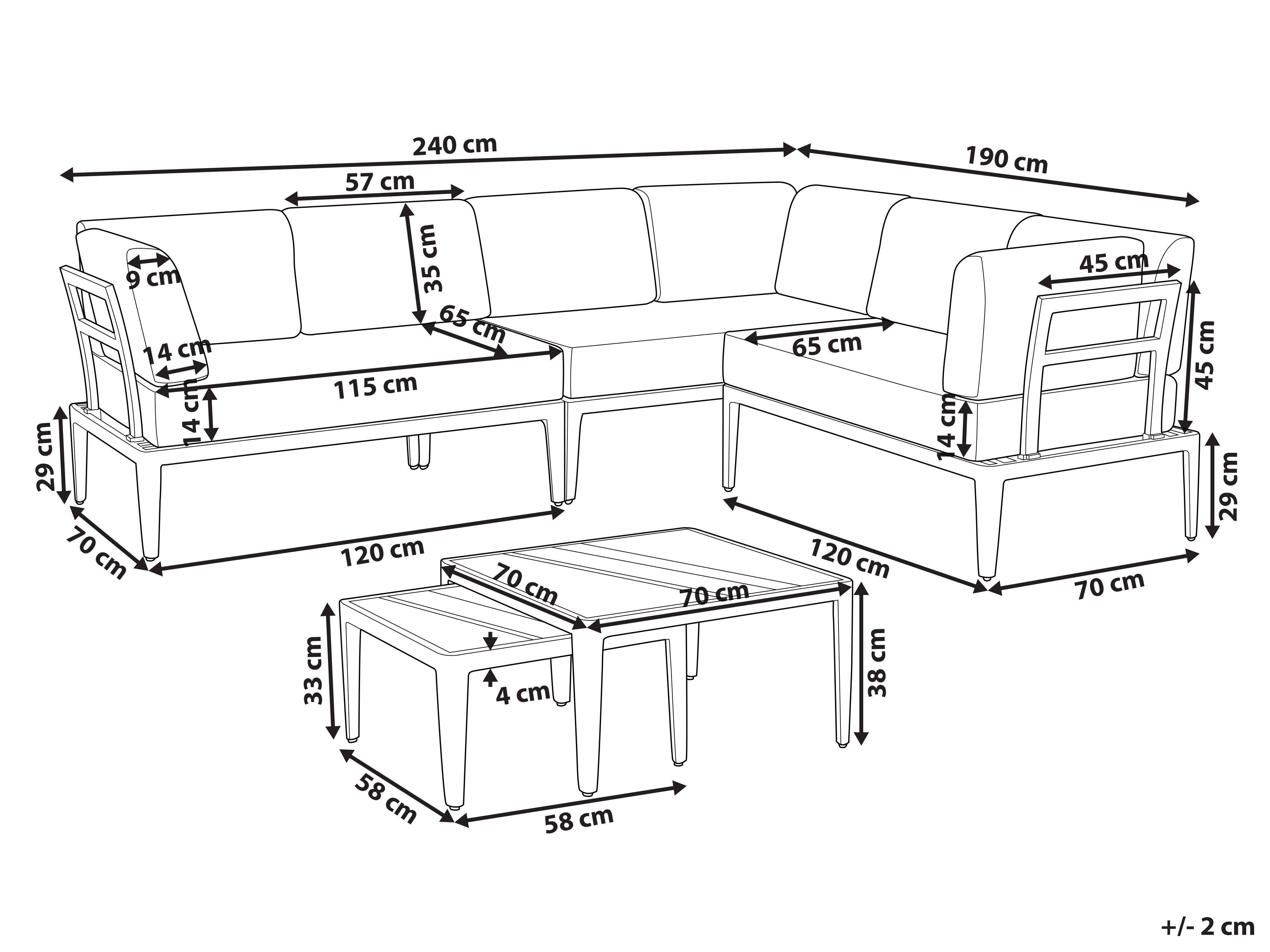 Tuin hoekloungeset met tafel 6-zits RIMA III linkszijdig modulair Metaal Grijs