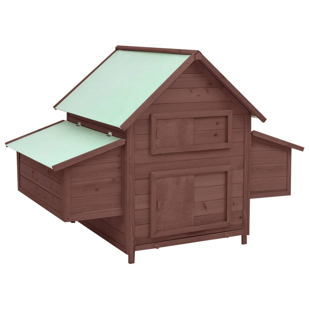 Poulailler 152 x 96 x 110 cm bois de sapin massif moka et blanc