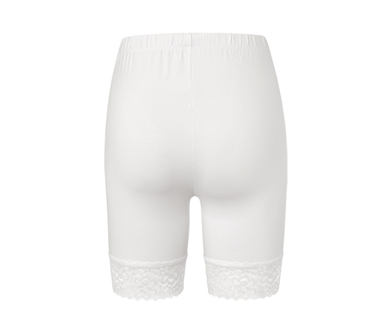 Radlershorts mit Spitzenborte, weiß
