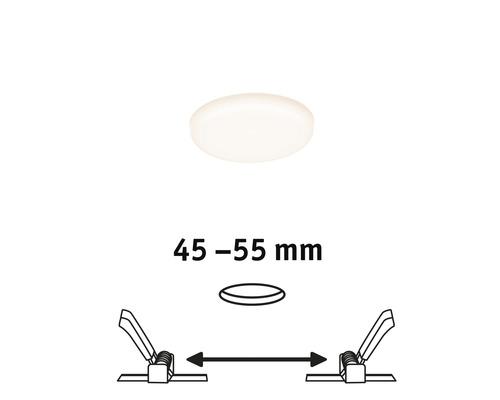 LED inbouwpaneel IP44 4,5W 360 lm 3000K Ø 7,5 cm Inbouw Ø 4,5-5,5 cm Veluna VariFit satijn 230V