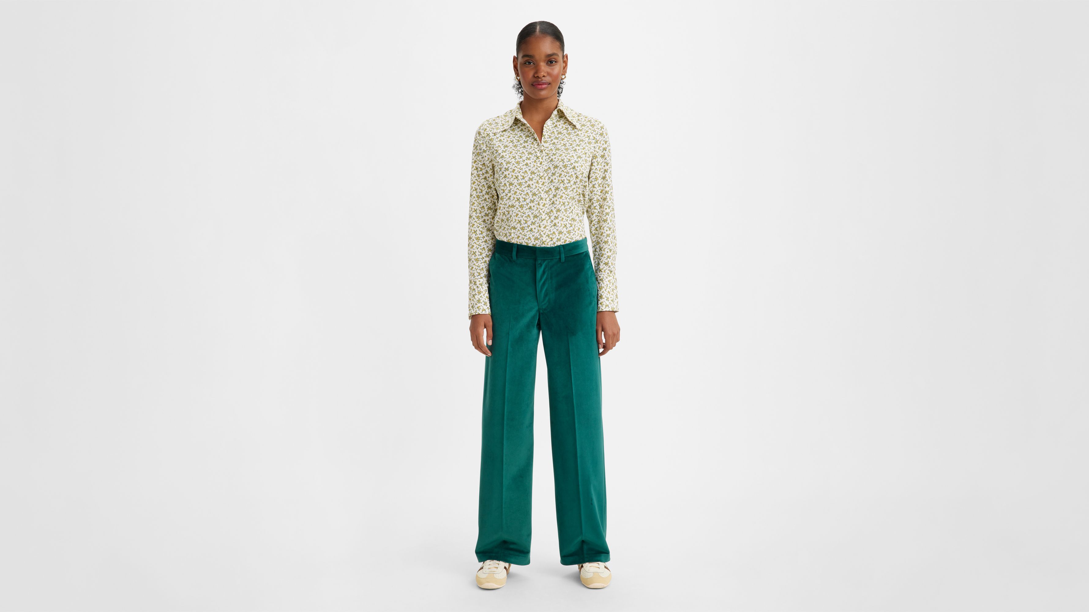 Pantalon Baggy - Deep Sea Moss Velvet - Vert