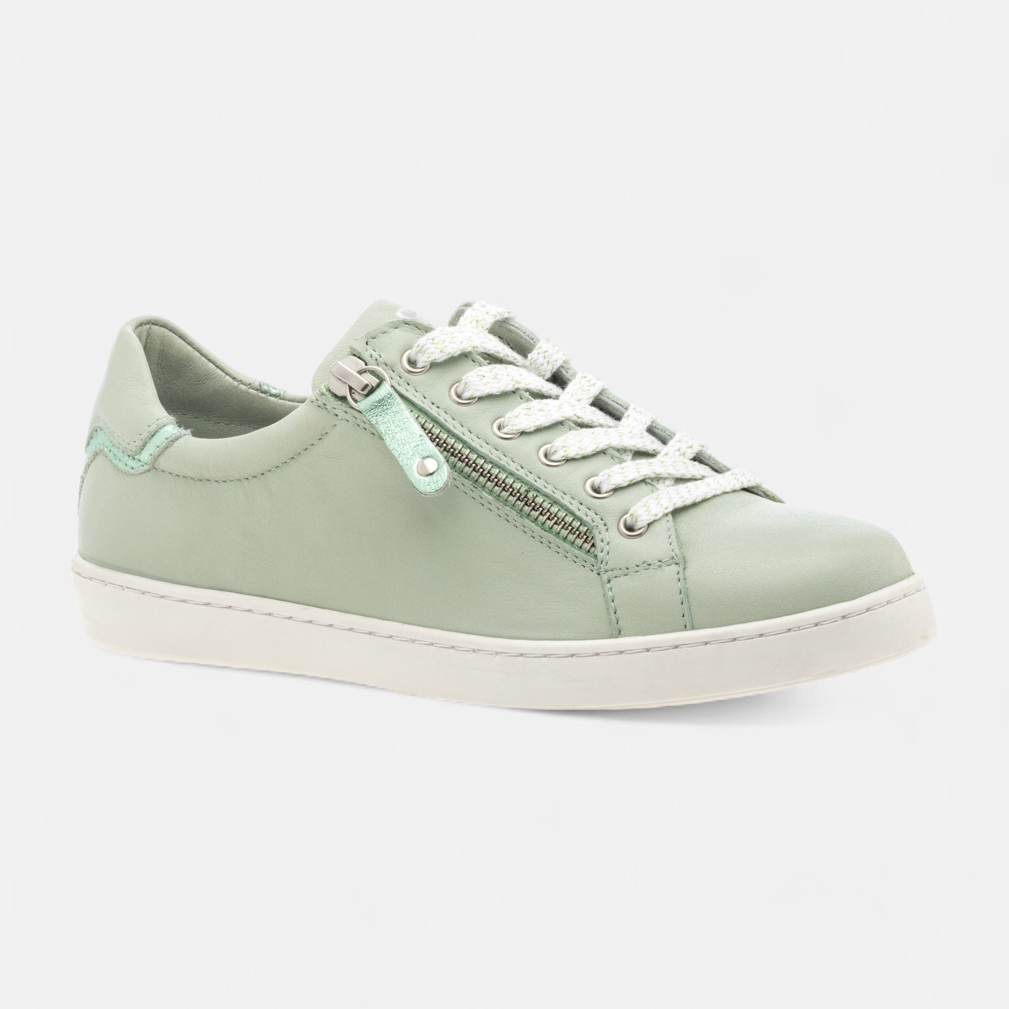 Baskets basses Femme en cuir vert clair