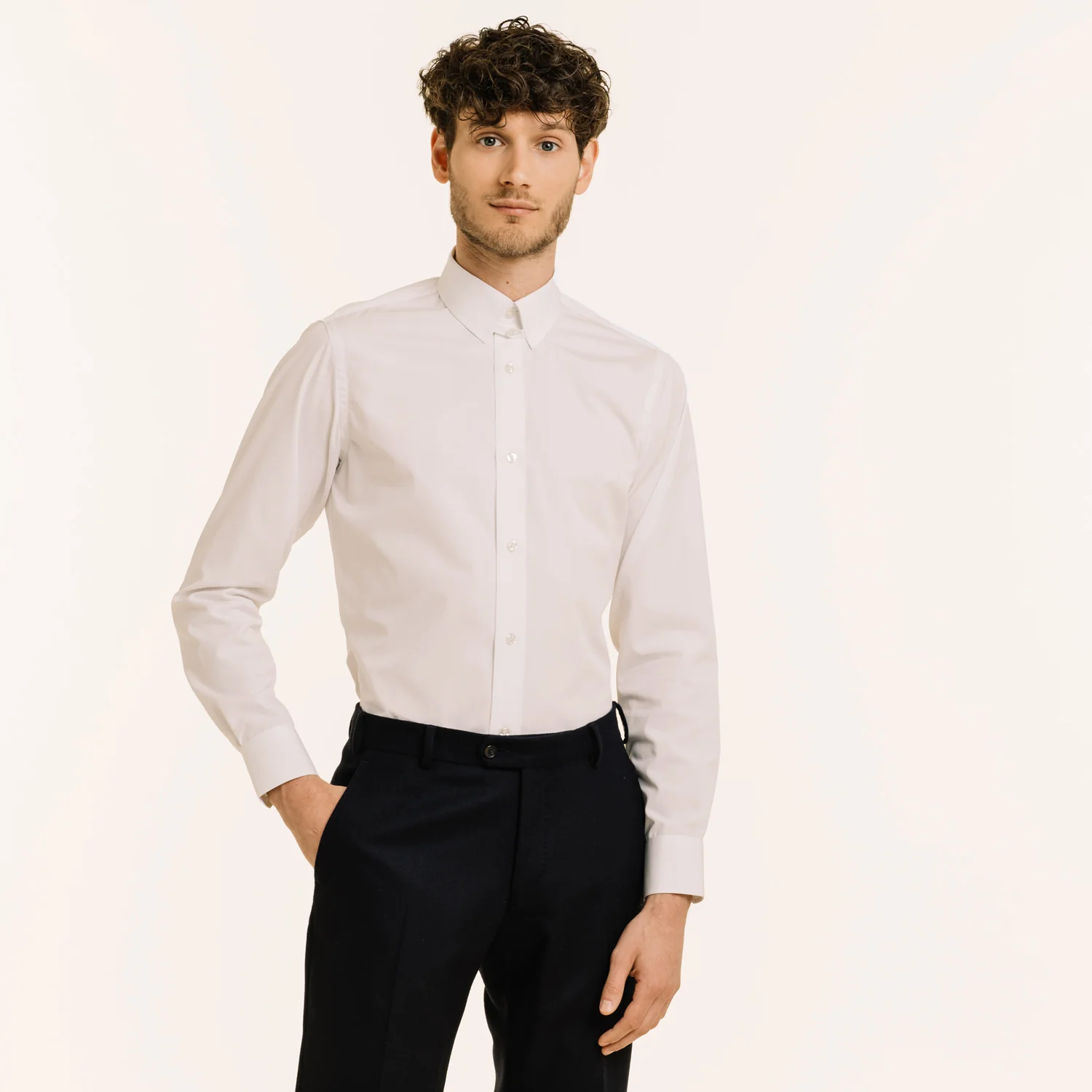 White double-twisted poplin shirt
