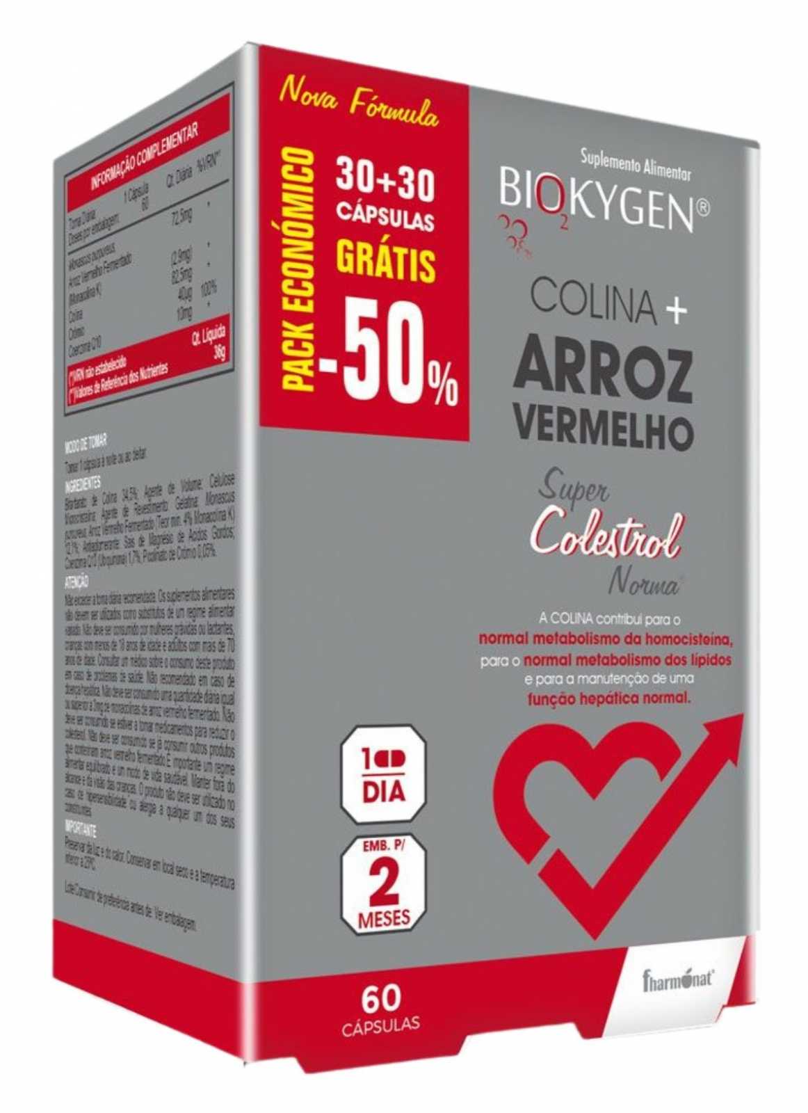 Biokygen Colina + Arroz Vermelho 30+30 cápsulas