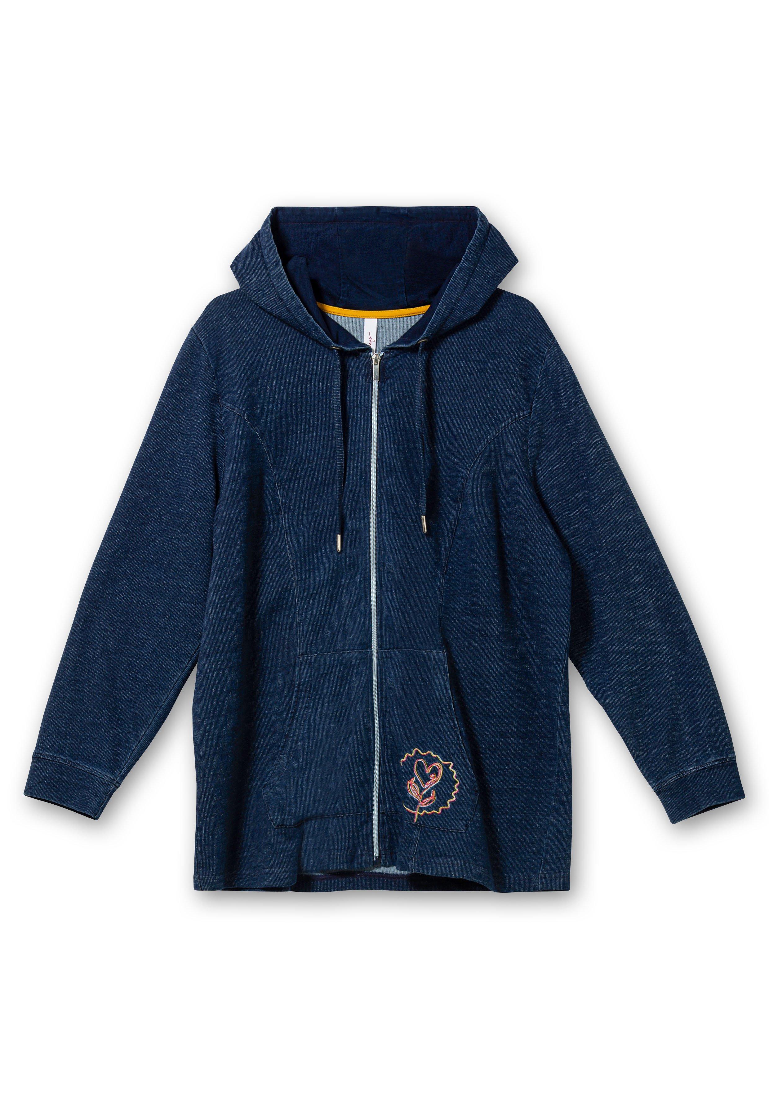 Sweatjacke mit Kapuze, im Denim-Look