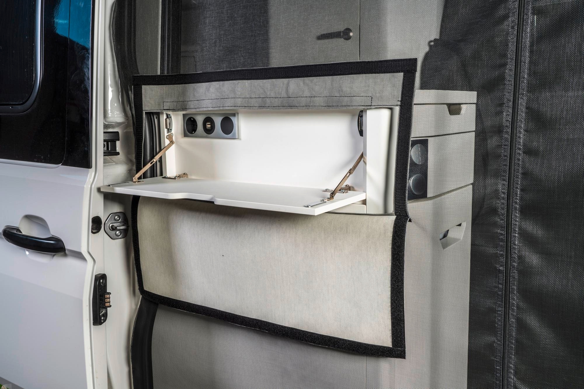 Mayr Van Schiebetürenmoskitonetz mit Magnetreißverschluss geeignet für Crafter / Grand California mit Maschenweite Fine Mesh für Beifahrerseite rechts