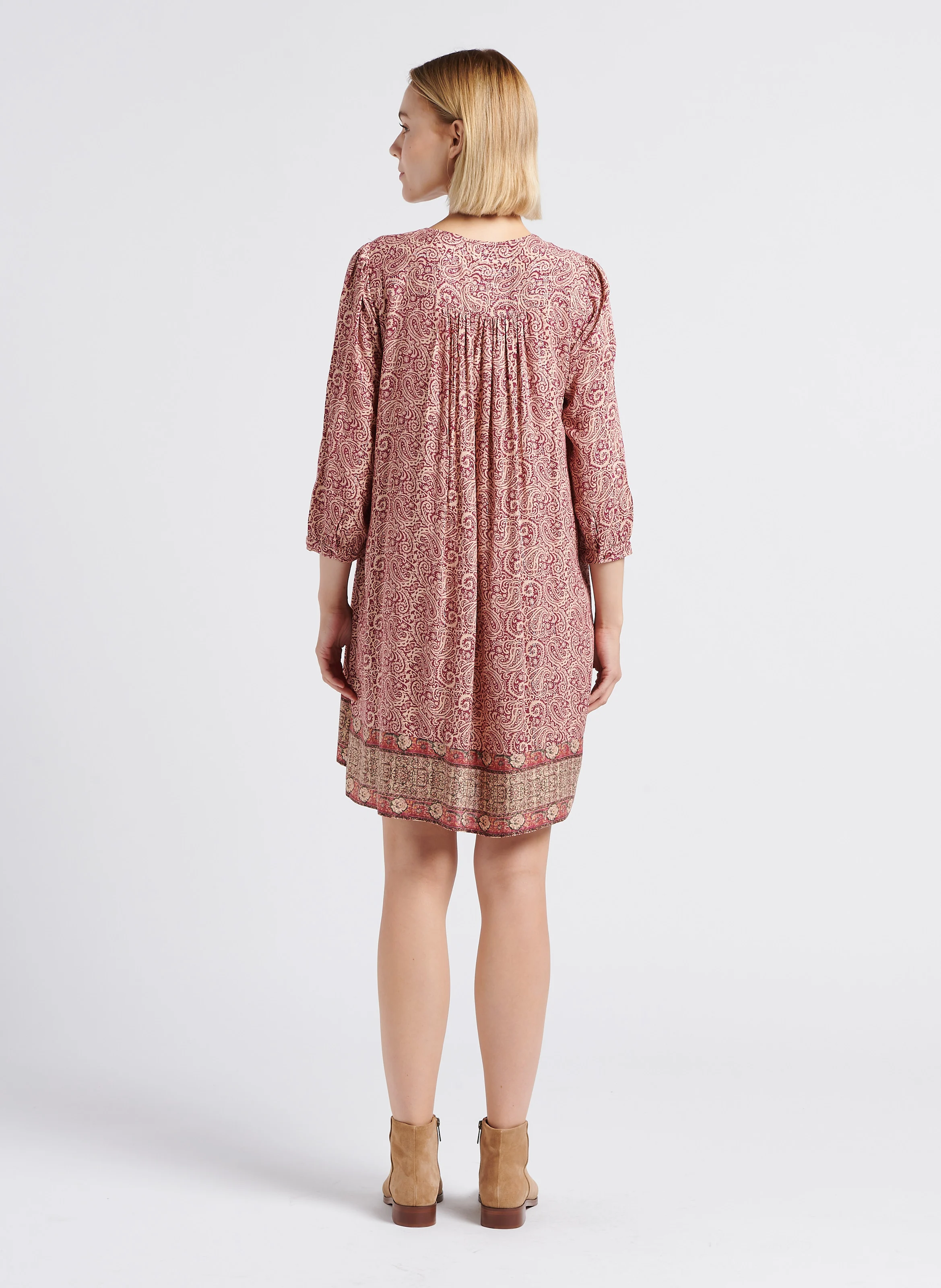 LOUISIANA - Robe courte col V imprimée| Rose