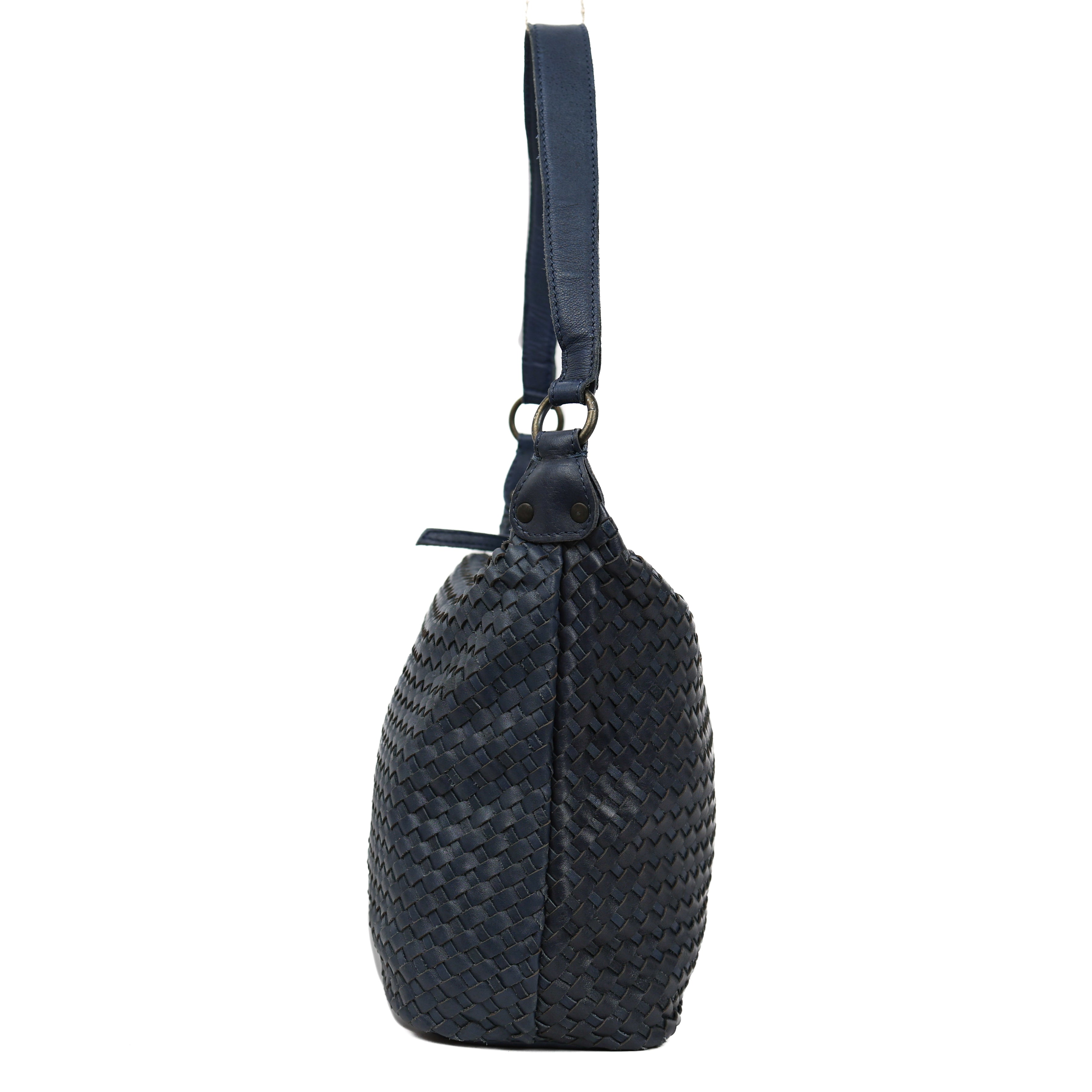 Gevlochten buideltas 'Marlène' navy Navy